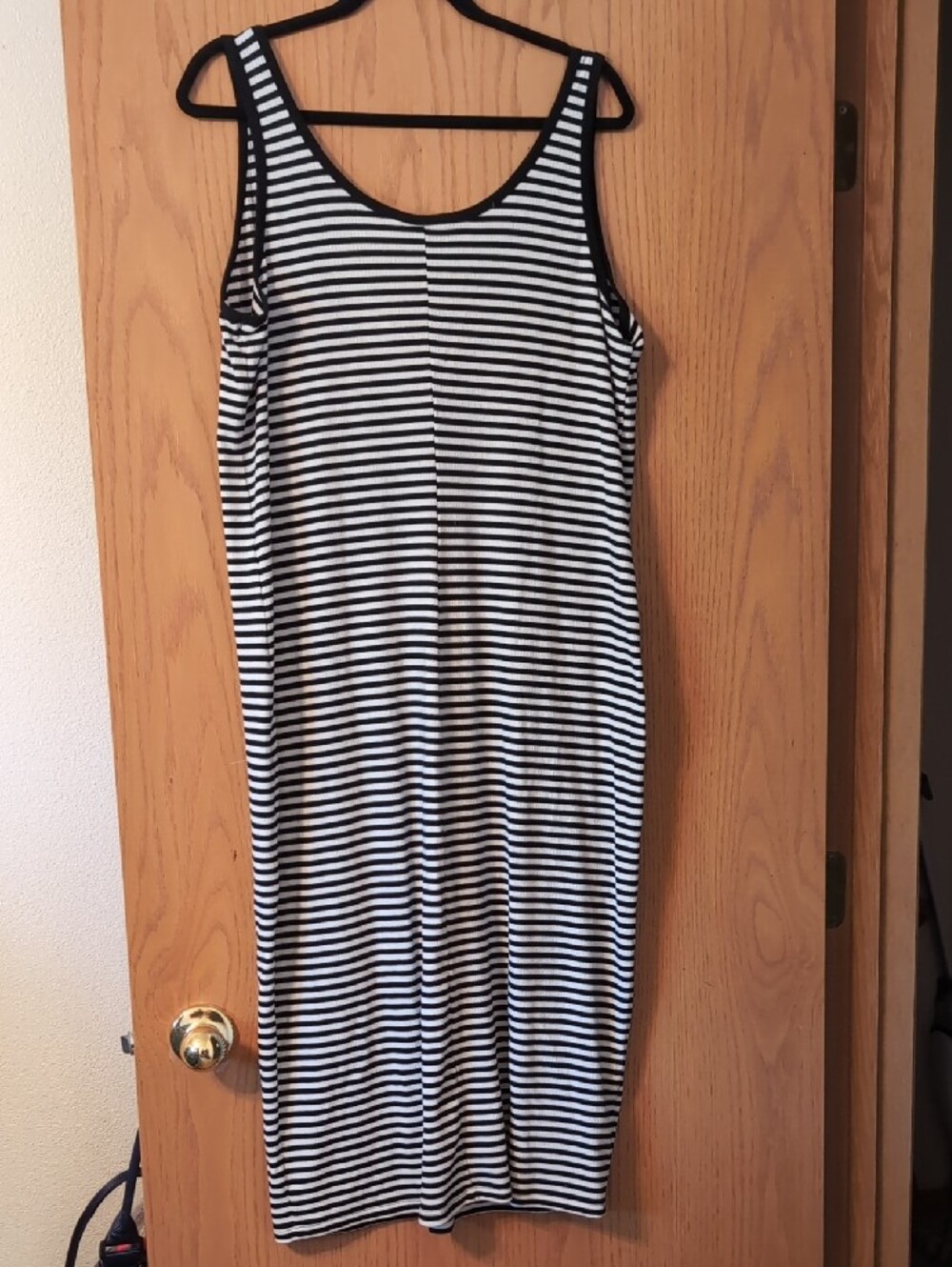Torrid Striped Black and White Sleeveless Midi Dress - Picture 3 of 3